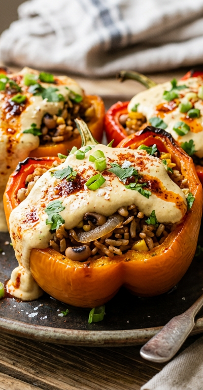 Deep South Stuffed Bell Peppers with Cashew Queso