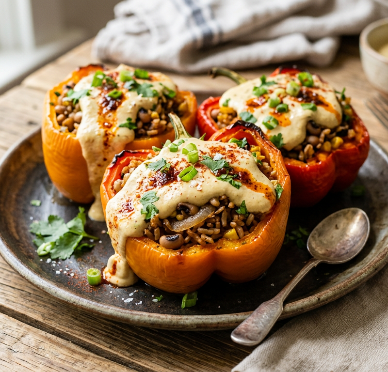 Deep South Stuffed Bell Peppers with Cashew Queso