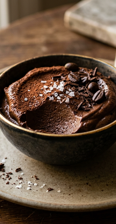 Espresso Dark Chocolate Mousse with Sea Salt