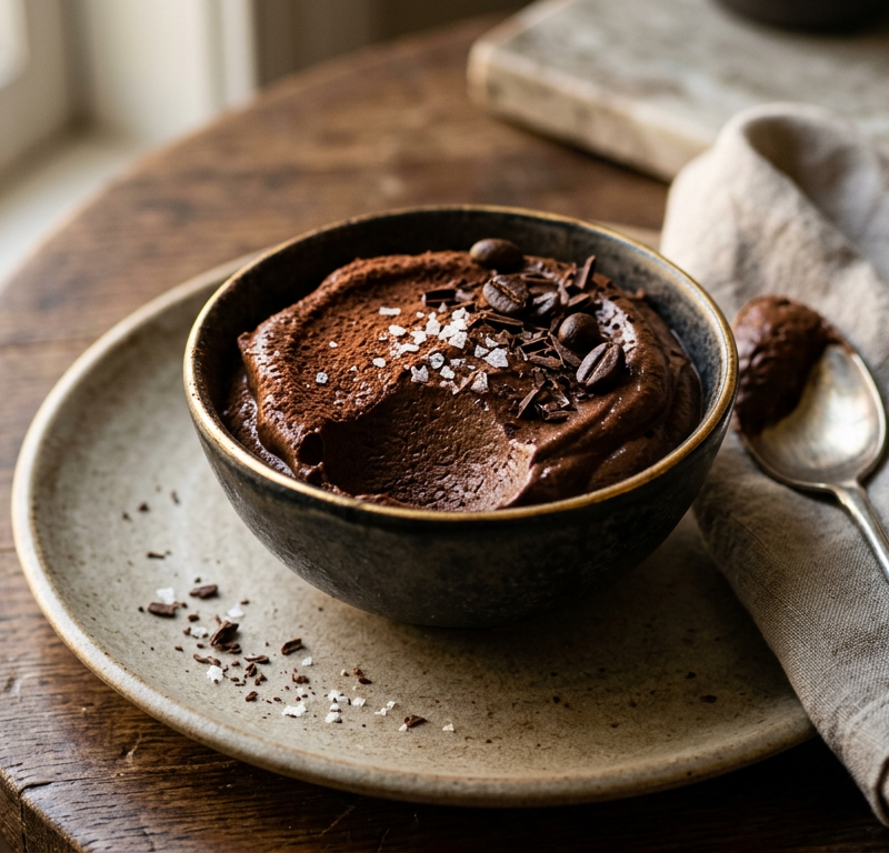 Espresso Dark Chocolate Mousse with Sea Salt