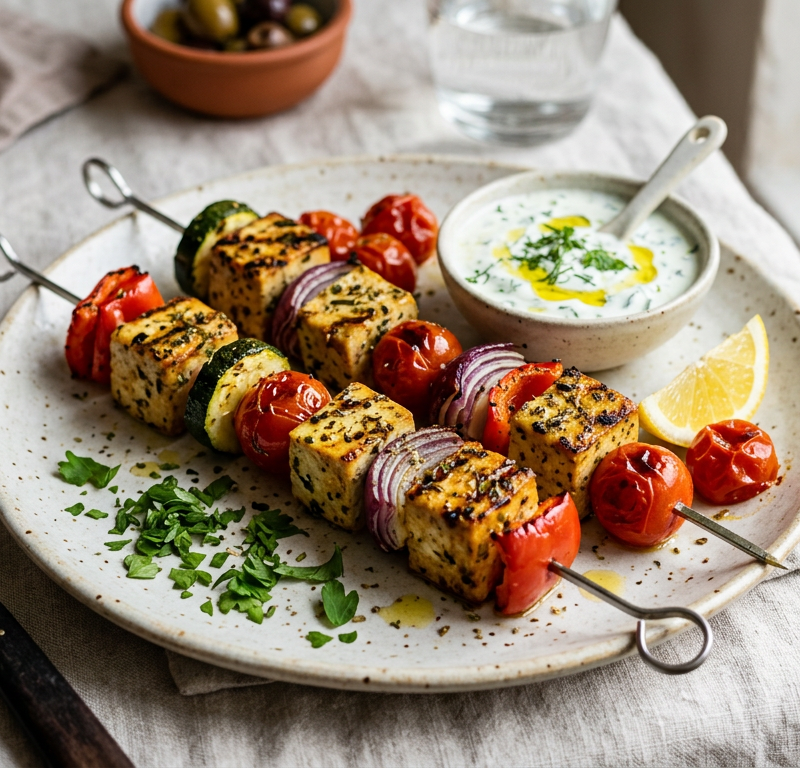 Mediterranean Grilled Tofu Skewers