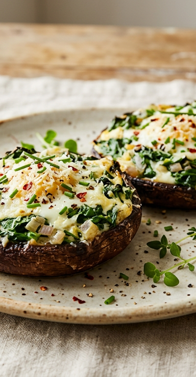 Egg White and Spinach Stuffed Portobello