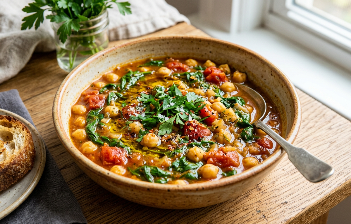 Mediterranean Chickpea and Spinach Stew