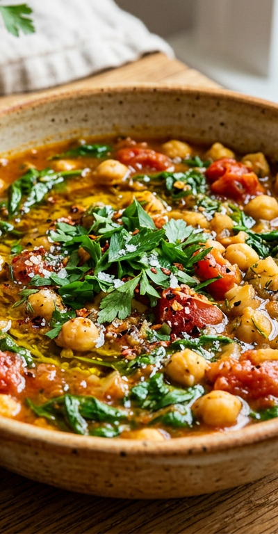 Mediterranean Chickpea and Spinach Stew