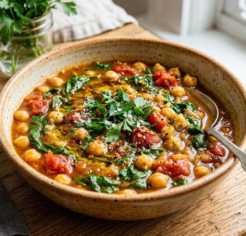 Mediterranean Chickpea and Spinach Stew