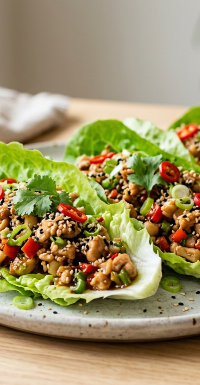 Sesame Ginger Chicken Lettuce Boats