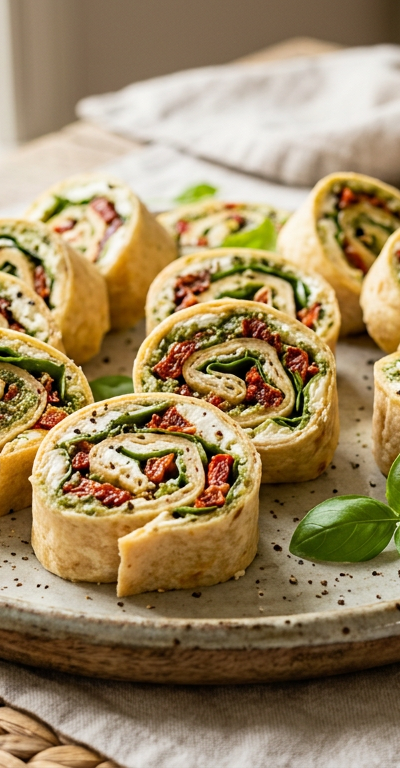 Sun-Dried Tomato & Pesto Pinwheels
