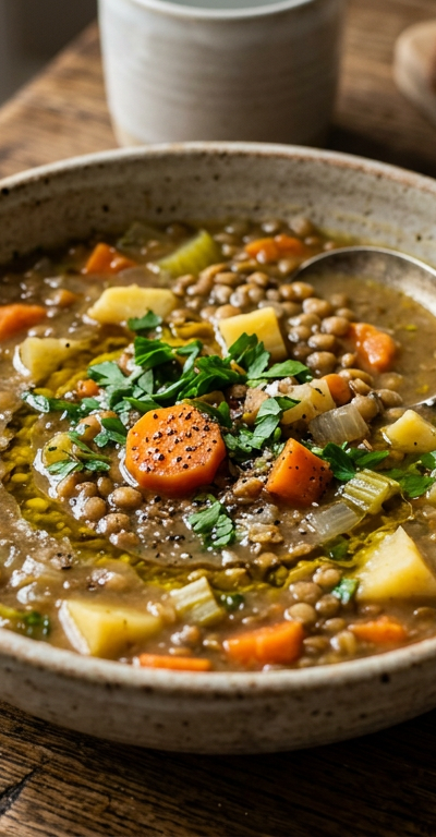 Hearty Lentil & Root Vegetable Soup