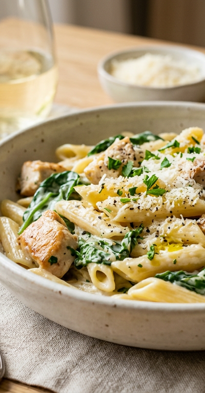 Gluten-Free Chicken and Spinach Alfredo