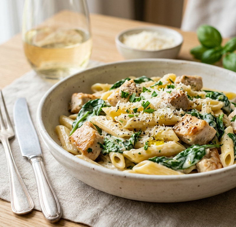 Gluten-Free Chicken and Spinach Alfredo