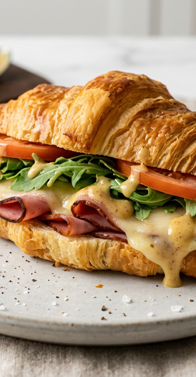 Ham and Swiss Croissant with Honey Mustard