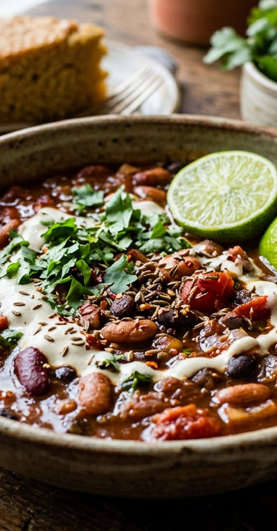 Smoky Chipotle Three-Bean Stew with Toasted Cumin