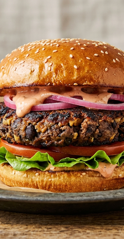 From-Scratch Smoky Black Bean Diner Burger
