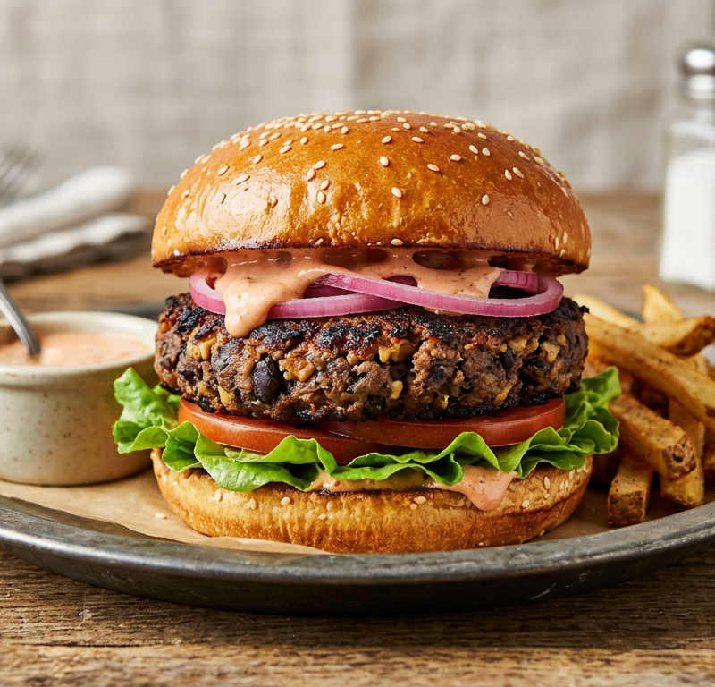 From-Scratch Smoky Black Bean Diner Burger