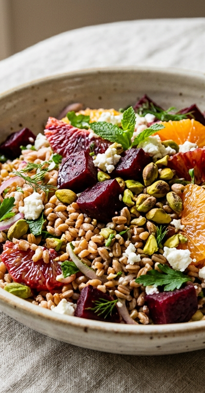 Mediterranean Farro Salad with Roasted Beets & Citrus