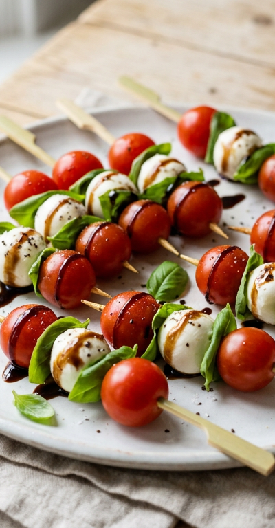 Caprese Skewers with Balsamic Drizzle