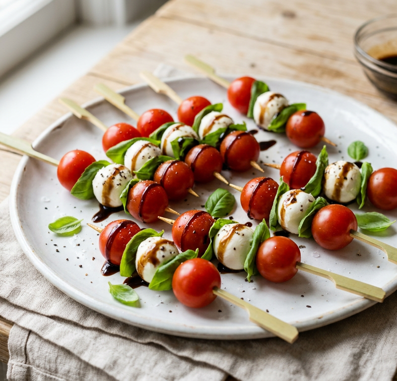 Caprese Skewers with Balsamic Drizzle
