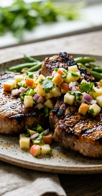 Gluten-Free Grilled Pork Chops with Apple Salsa