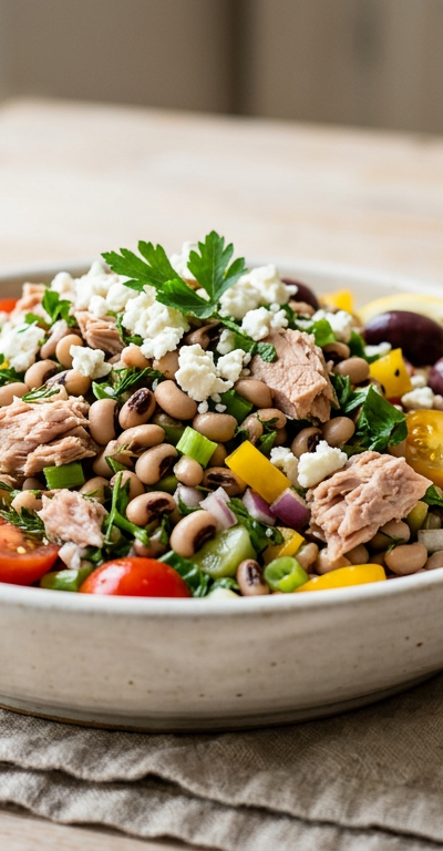 Mediterranean Black-Eyed Pea Salad with Tuna