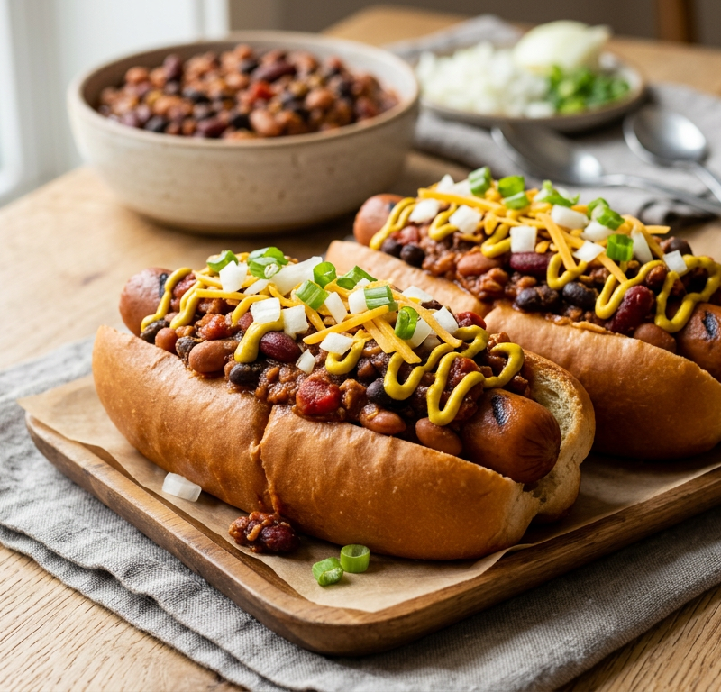 Stadium-Style Vegan Chili Dogs