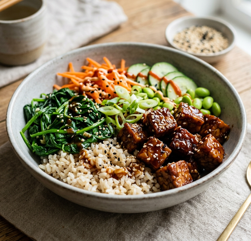 Miso Tempeh & Greens Rice Bowl