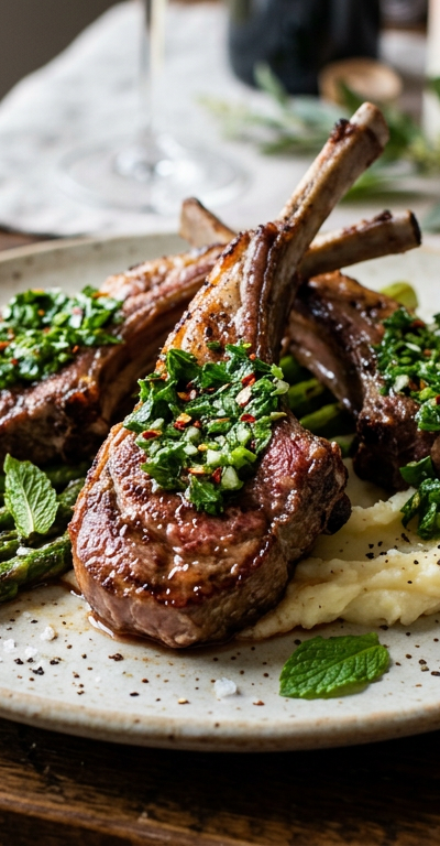 Gluten-Free Lamb Chops with Mint Chimichurri