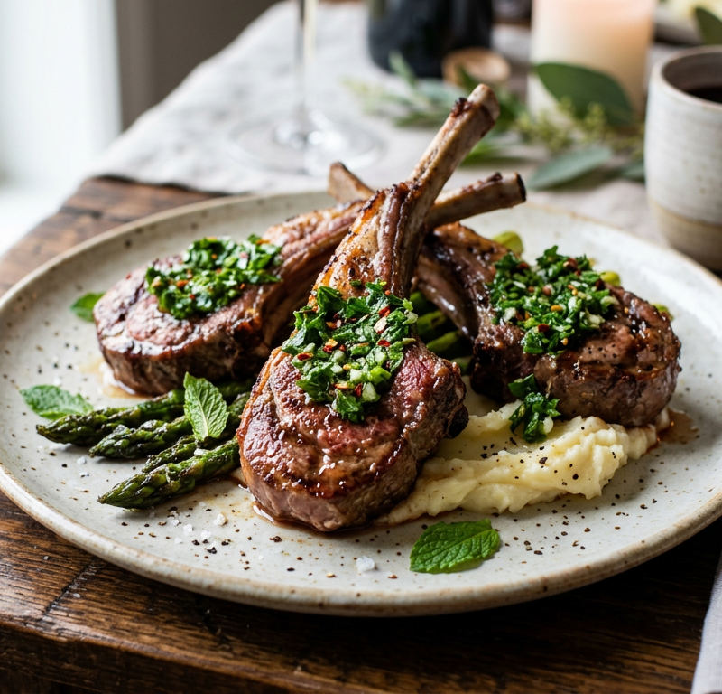 Gluten-Free Lamb Chops with Mint Chimichurri