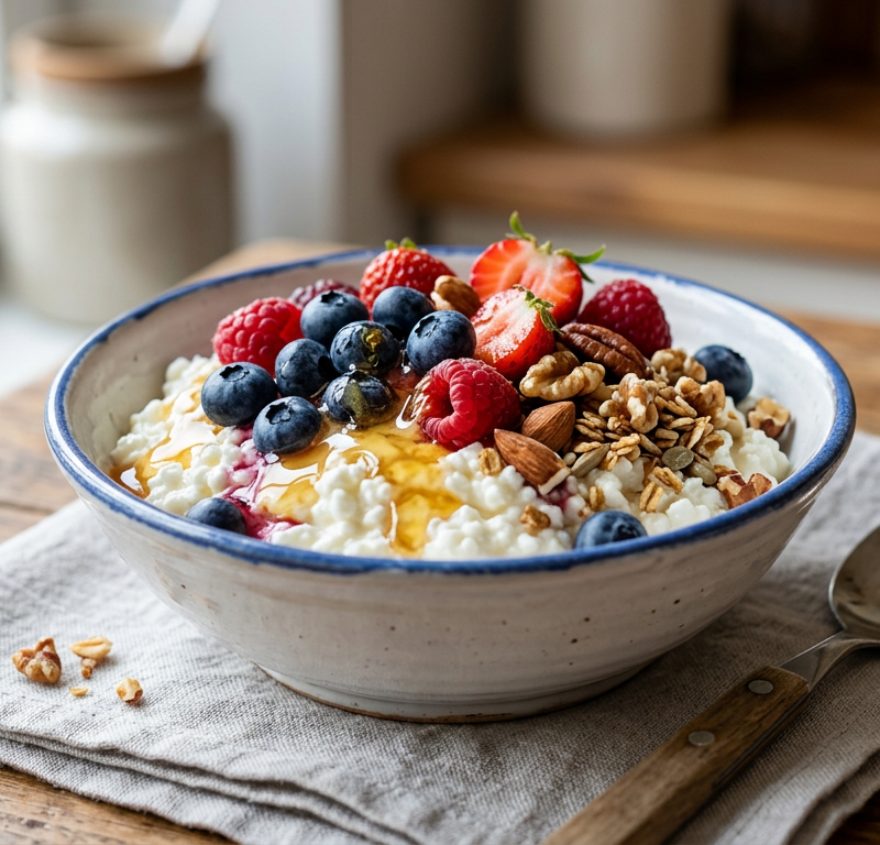 Gluten-Free Cottage Cheese and Berry Bowl