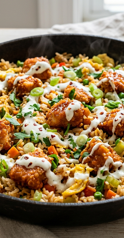 Buffalo Chicken Fried Rice Skillet