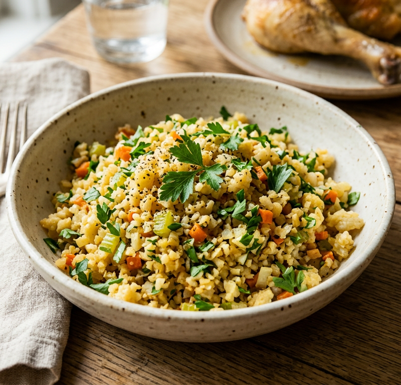 Cauliflower Rice Pilaf with Herbs