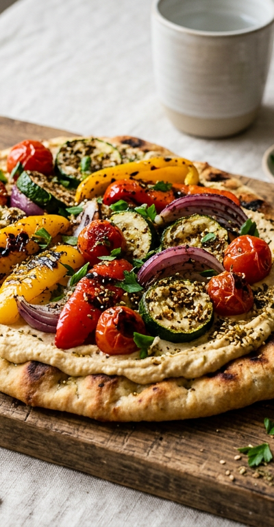 Grilled Veggie & Hummus Flatbread with Za'atar