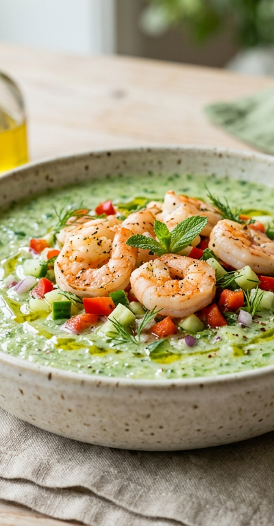 Chilled Shrimp and Cucumber Gazpacho
