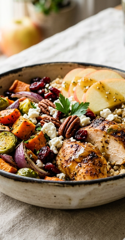 Hearty Chicken & Quinoa Harvest Bowl with Apple Cider Vinaigrette