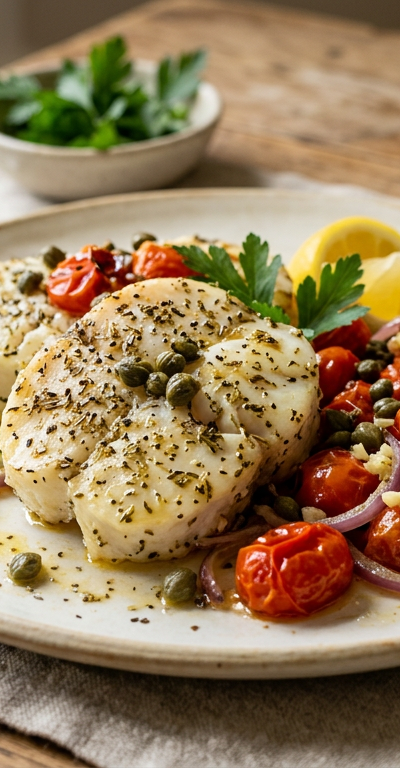 Baked Cod Mediterranean Medallions