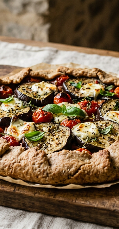 Eggplant & Tomato Galette with Whole-Wheat Crust