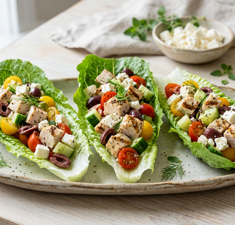 Greek Chicken Salad Lettuce Boats