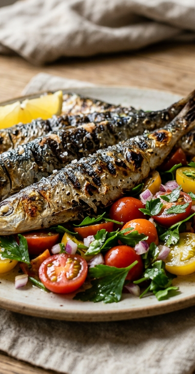 Grilled Sardines with Tomato & Parsley Salad