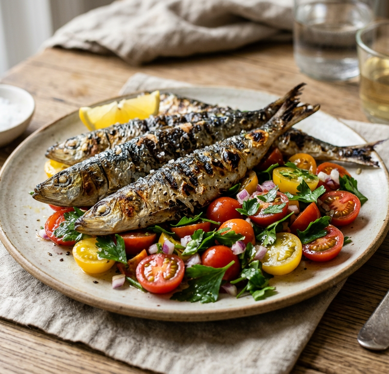 Grilled Sardines with Tomato & Parsley Salad