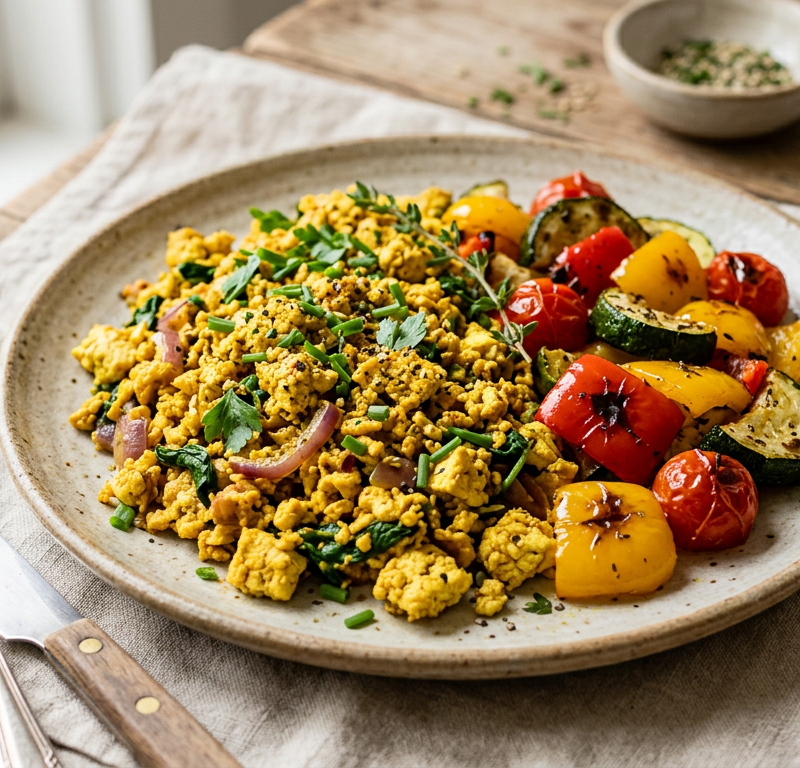 Tofu Scramble with Roasted Vegetables