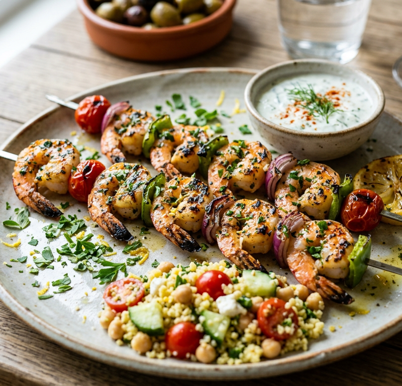 Grilled Shrimp Skewers with Herbs