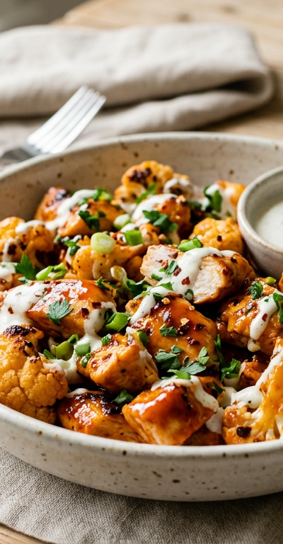 Cauliflower Buffalo Chicken Bites