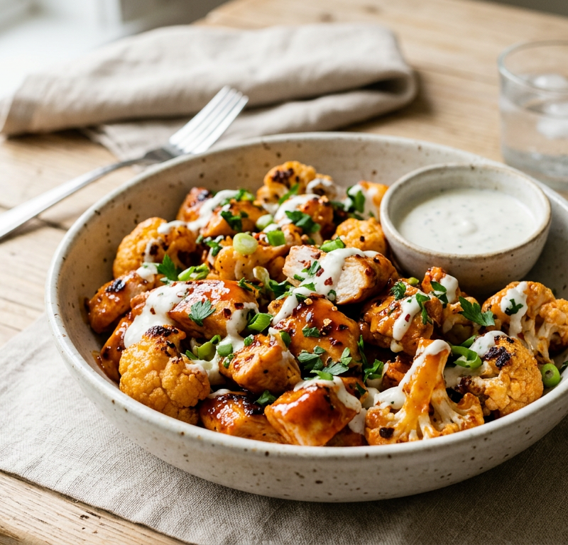 Cauliflower Buffalo Chicken Bites