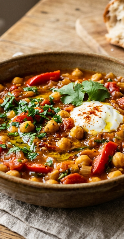 Spiced Chickpea and Roasted Red Pepper Stew