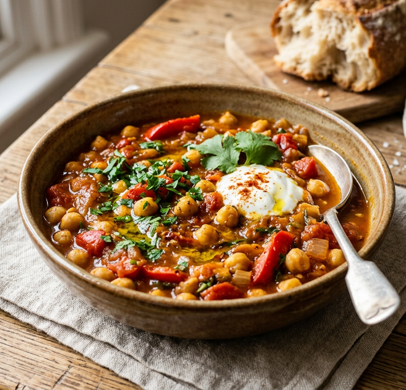 Spiced Chickpea and Roasted Red Pepper Stew