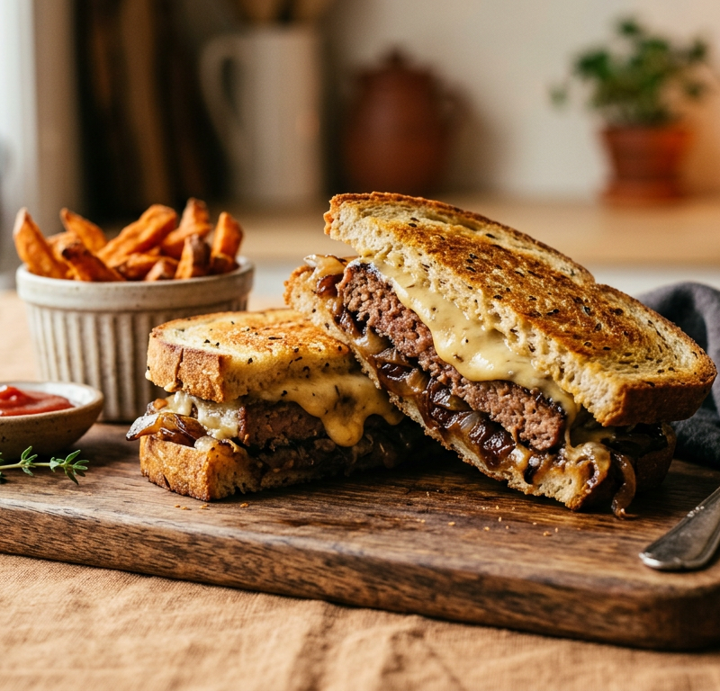 Vegan Patty Melt with Caramelized Onions