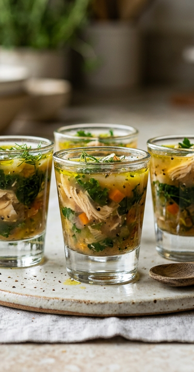 Kale Chicken Soup Shots