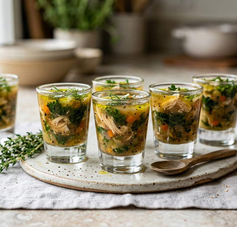 Kale Chicken Soup Shots