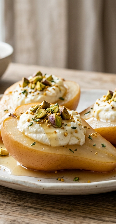 Honey Ricotta Stuffed Pears
