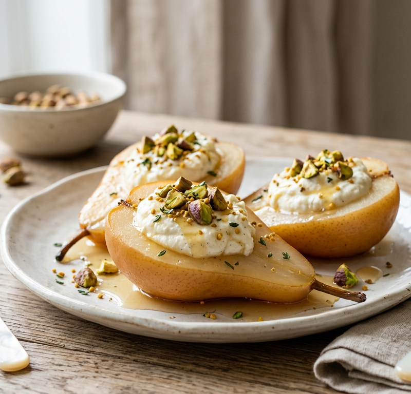 Honey Ricotta Stuffed Pears