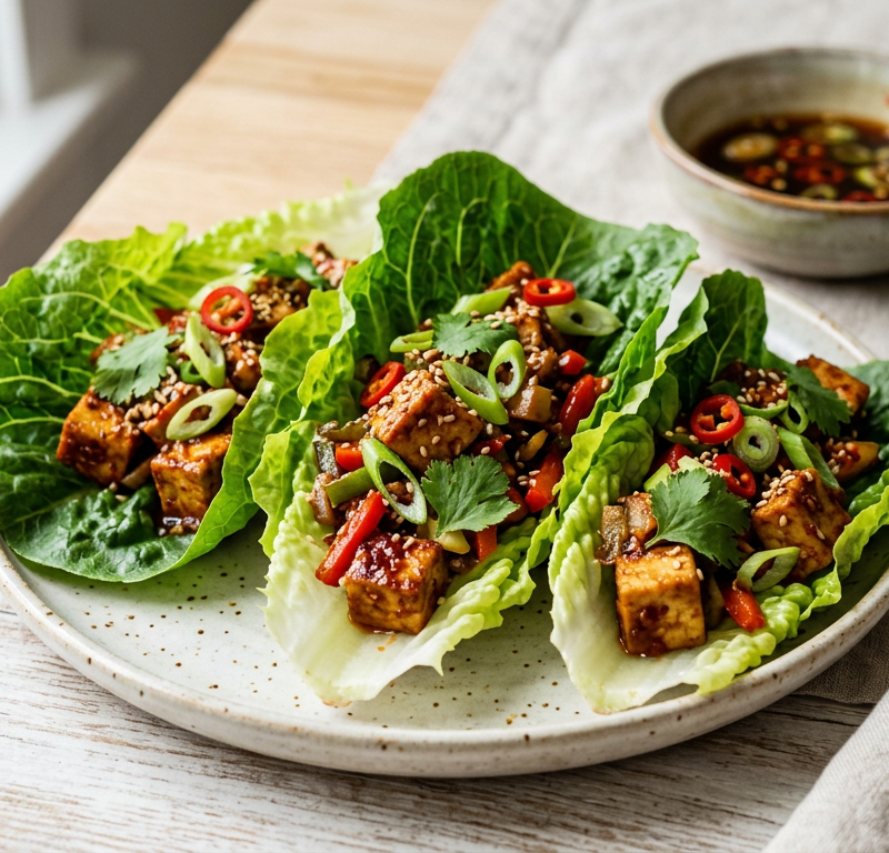 Spicy Tofu Lettuce Wraps